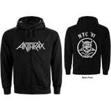 ANTRAX - NYC81 Logo Zip Hoodie - Metal Old Skull