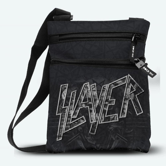 SLAYER - Logo Blanco Bolso tipo Bandolera - Metal Old Skull