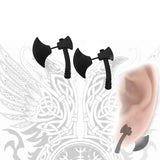 Hell Black Axe Earrings - Metal Old Skull