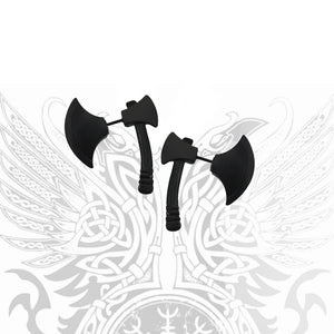 Hell Black Axe Earrings - Metal Old Skull