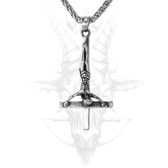 INVERTED CHRIST CROSS - Colgante - Metal Old Skull