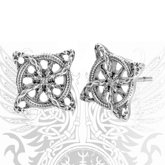 Skade Flower Earrings - Metal Old Skull