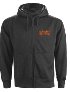 AC/DC - Logo Zip Hoodie - Metal Old Skull
