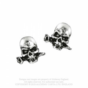 Alchemist Stud - Alchemy Gothic Pendiente - Metal Old Skull