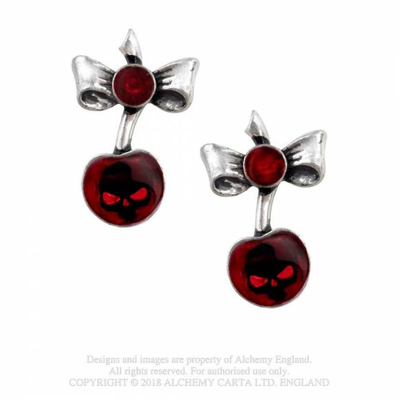 Black Cherry Earrings - Metal Old Skull