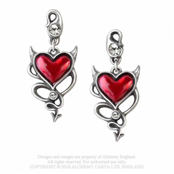 Devil Heart Earring - Metal Old Skull