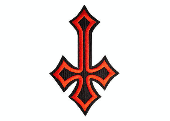 Inverted Gothic Cross - Parche Bordado - Metal Old Skull